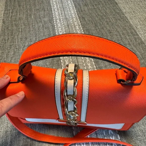 Aldo Orange & White Annie Brooke Satchel - Picture 12 of 15
